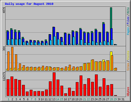 Daily usage for August 2010