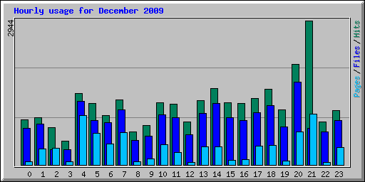 Hourly usage for December 2009